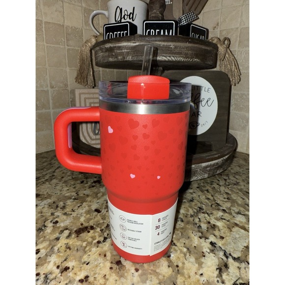Stanley Cup Red Valentine's Day 2025 Ruby Hearts 20 oz Handle Tumbler Kids New - Picture 3 of 6
